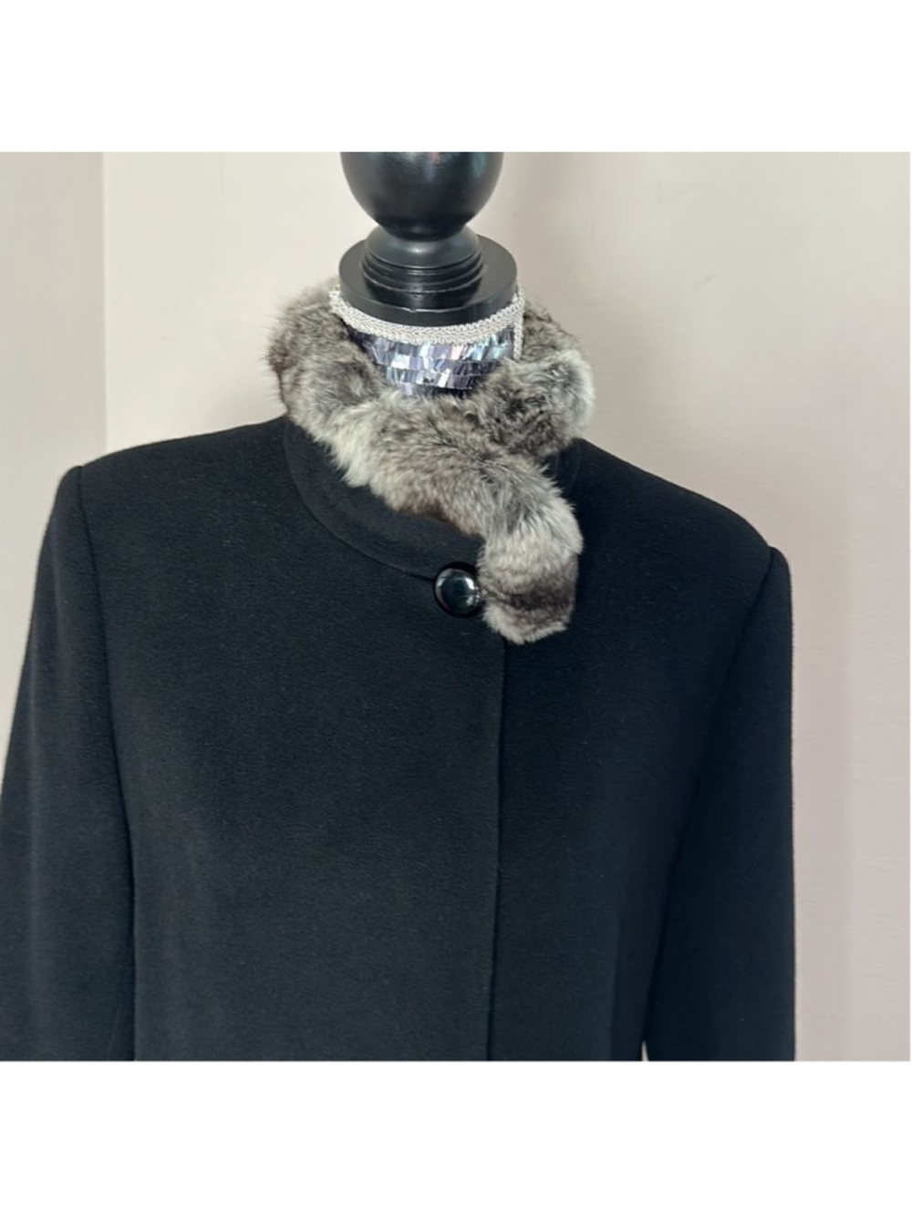 NWOT Cinzia Rocca wool and cashmere coat Size 12 chinchilla - Picture 2 of 16